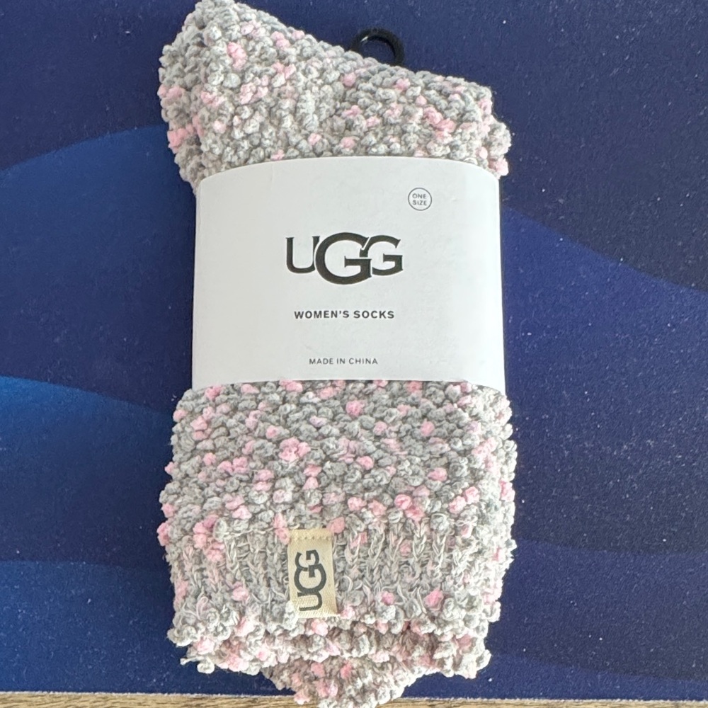 UGG Women's Soft Gray and Pink Socks